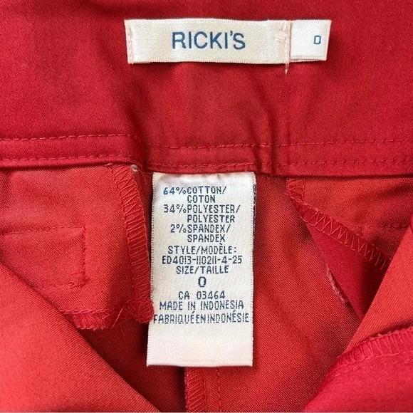 Ricki’s Slim Fit Ankle  Slit Cropped Pants Cotton Sateen Burnt Orange Size 0 - Picture 9 of 16